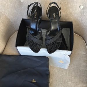 Fendi Black Wedge Heels Size 39.5